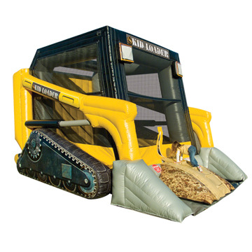 skid loader bounce house, construction inflatable moonwalk