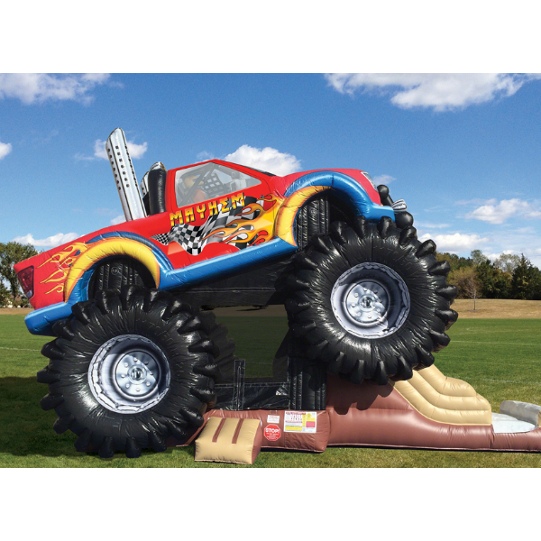 monster truck inflatable combo unit, truck bounce house