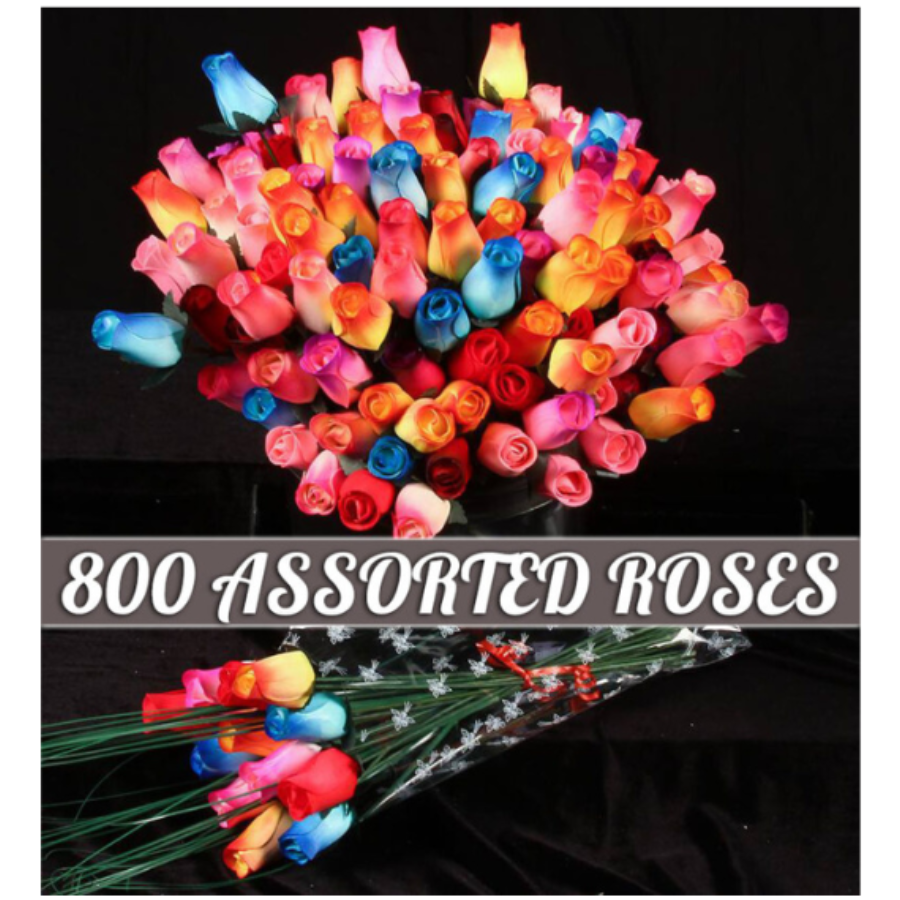 800 assorted wood roses 